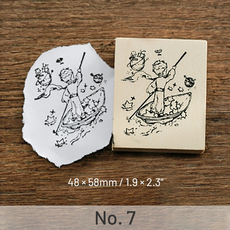 The Little Prince Series Wooden Rubber Stamp Fox Rose Fairy Tale sku-7