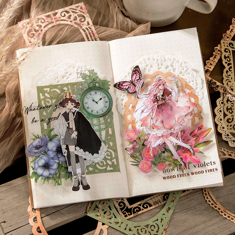 Time Travel Hollow Lace Border Decorative Paper b