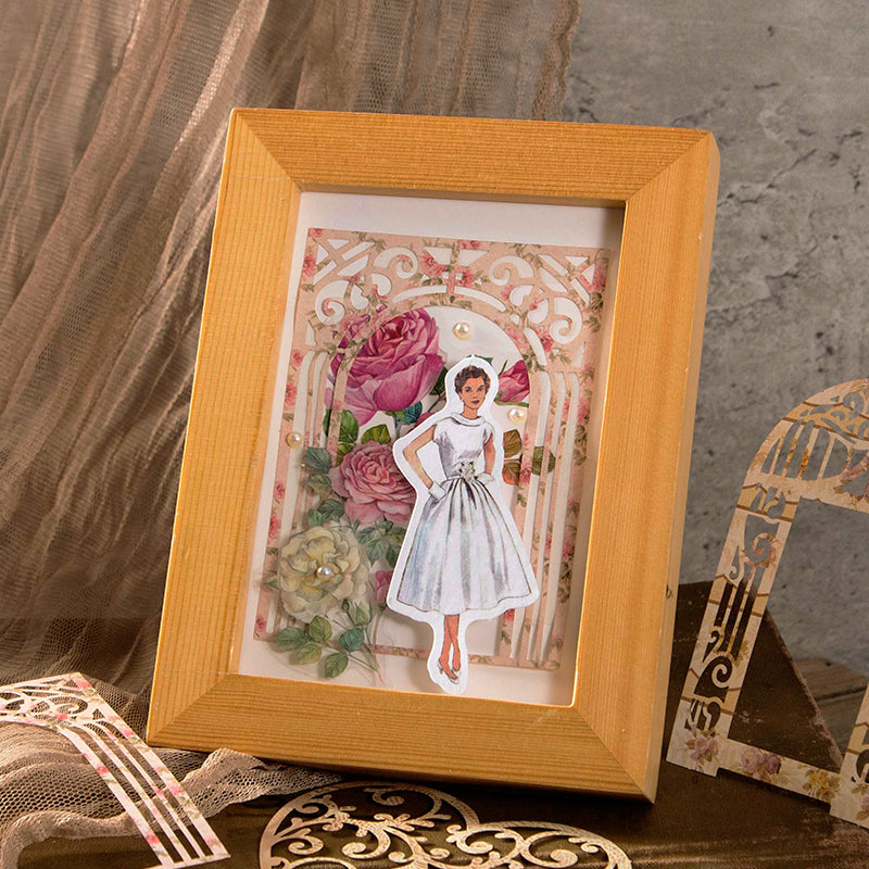 Time Travel Hollow Lace Border Decorative Paper b2