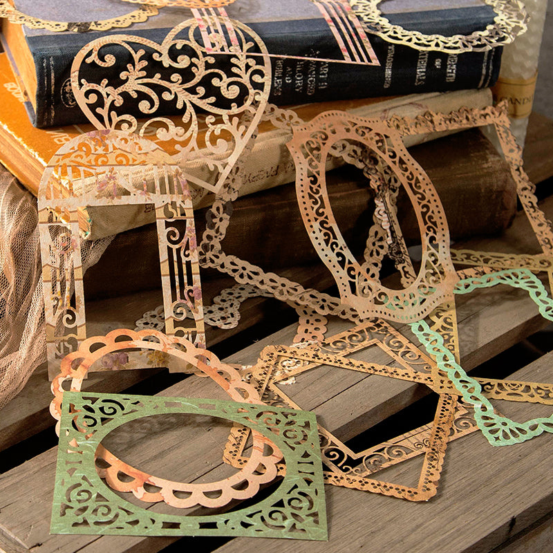 Time Travel Hollow Lace Border Decorative Paper b4