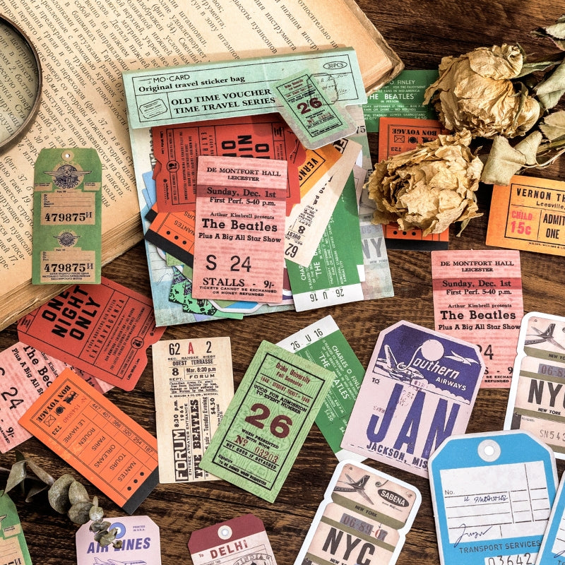 Time Travel Retro Nostalgic Antique Bill Text Sticker Pack b3