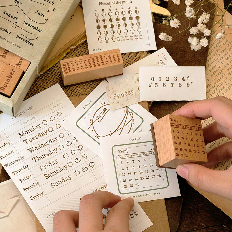 Rubber Stamp - Perpetual Calendar - Habit Tracker - Planner Stamp
