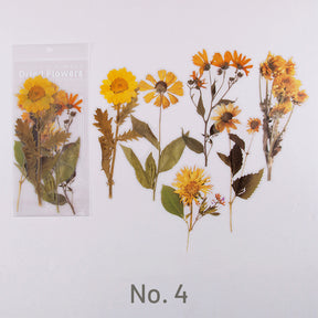 Yellow Sunflower-Dried Flowers and Botanicals Large PET Sticker - Rose, Sunflower, Peony, Fern, Daffodil, Leaf