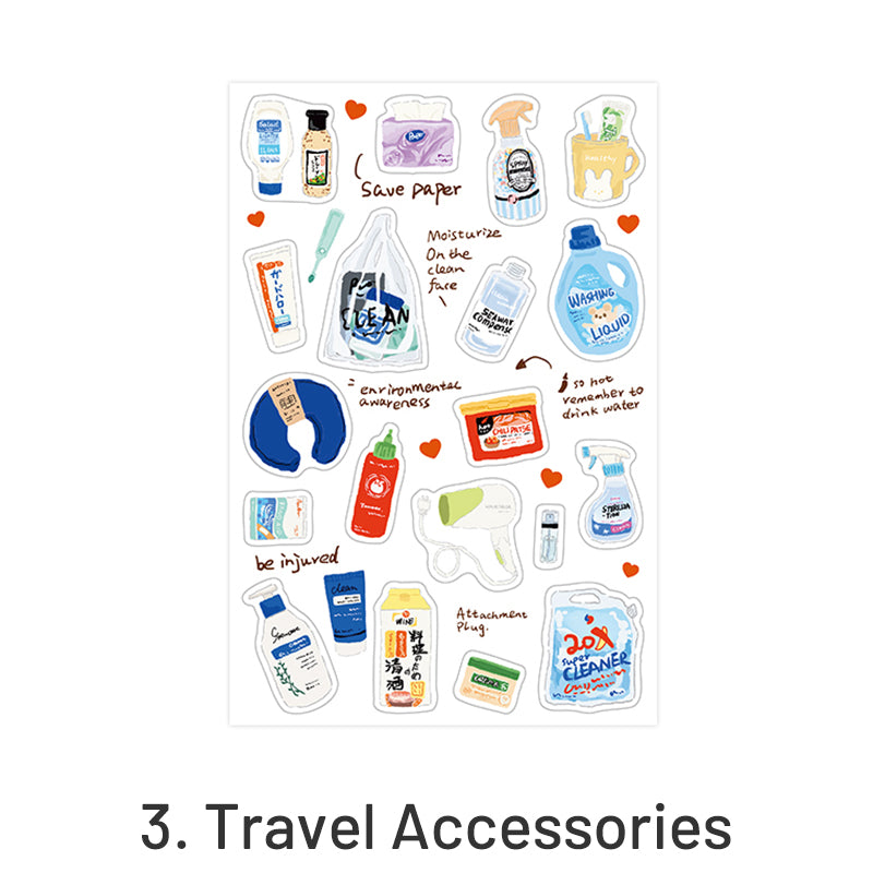 Travel Diary Luggage Food Washi Stickers sku-3