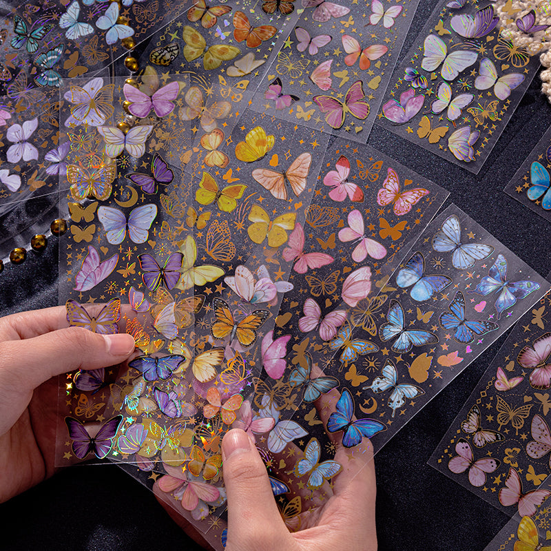 Vintage 3D Holographic Shining Butterfly Polyethylene Terephthalate ...