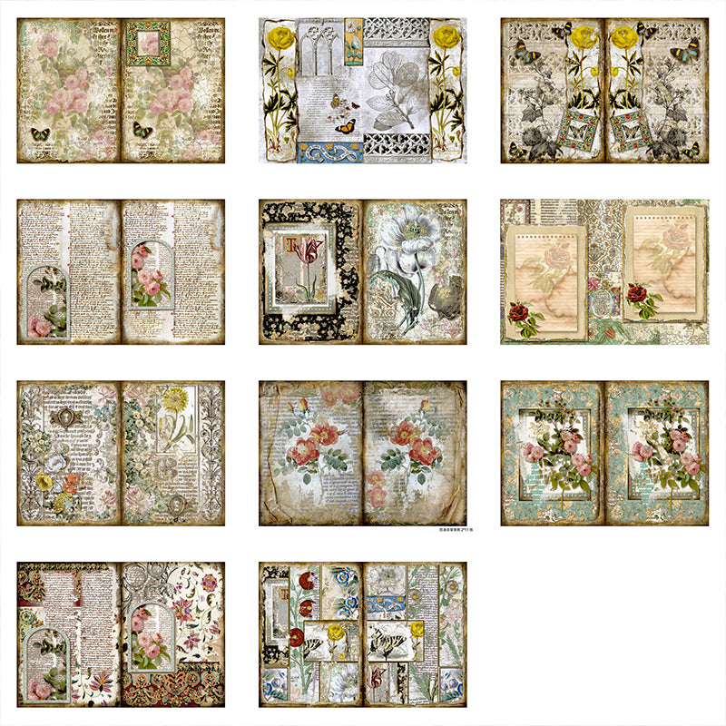 Vintage Baroque Elegant Flower Butterfly Scrapbook Paper Junk Journal Paper sku