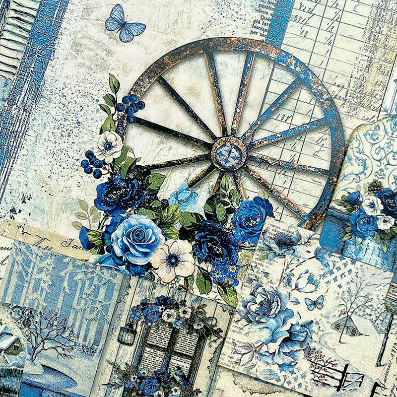 Scrapbooking Paper Flowers Stems Blue Assortment Lot 195 Craft 