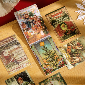 Vintage Christmas Celebration Bronzing Washi Sticker Book PVC Cover 30 PCS Journal Stickers b1