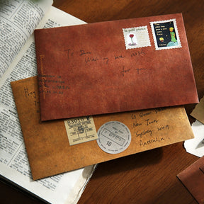 Vintage Distressed Leather Envelope - Stamprints 1