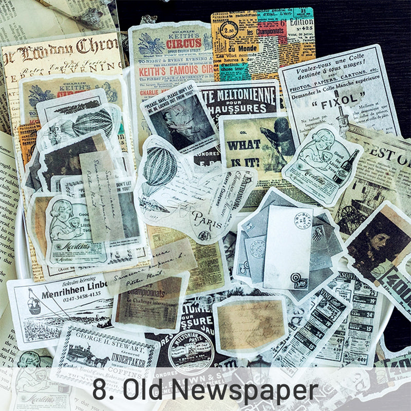 Vintage English Old Newspaper Bills Washi Sticker Pack sku-8