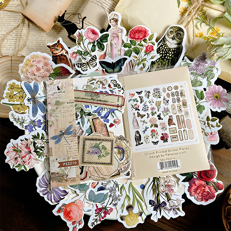 Vintage Floral Butterfly Sticker Pack b