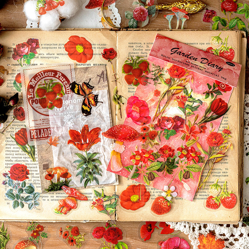 Vintage Floral Journal Diary PET Deco Sticker b3