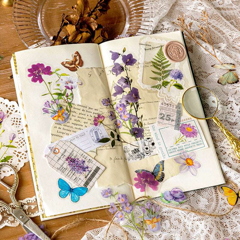 Vintage Floral Journal Diary PET Deco Sticker b
