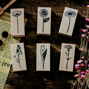 Vintage Flower & Text Wooden Rubber Stamp a2