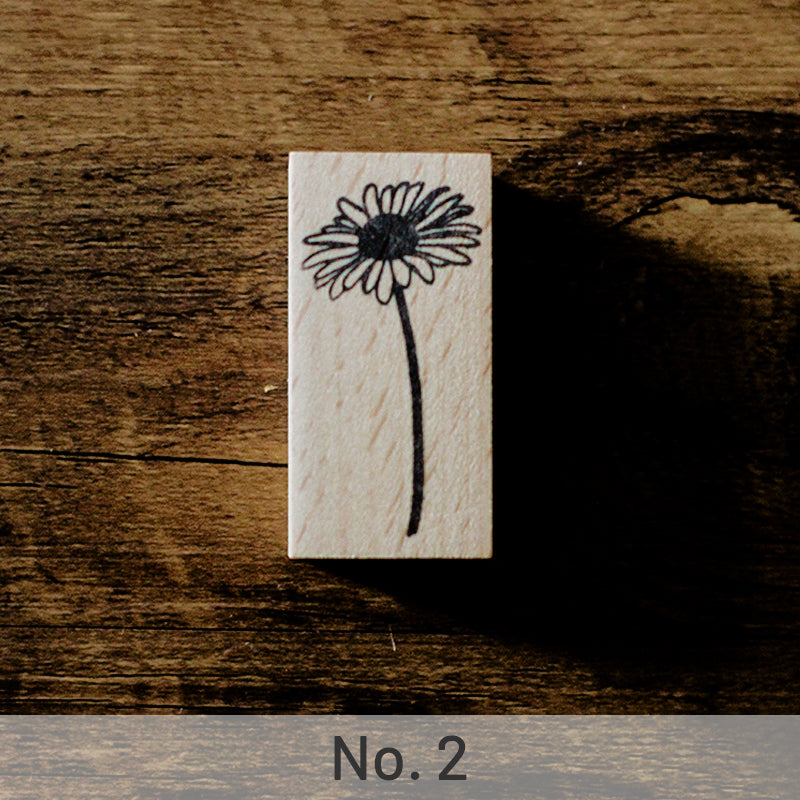 Vintage Flower & Text Wooden Rubber Stamp sku-2