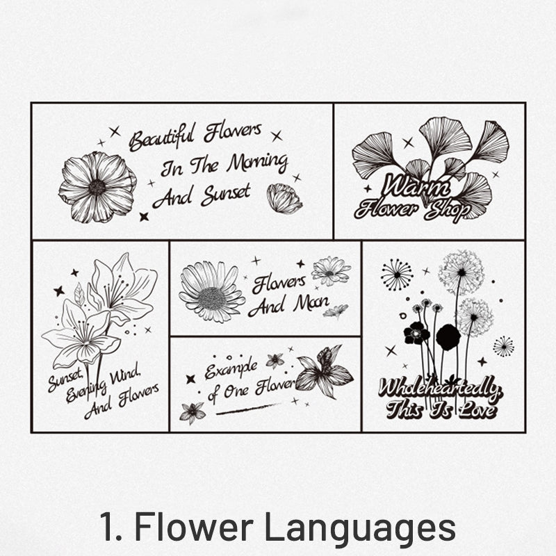 Vintage Flowers Stamps Wooden Rubber Stamp Set sku-1
