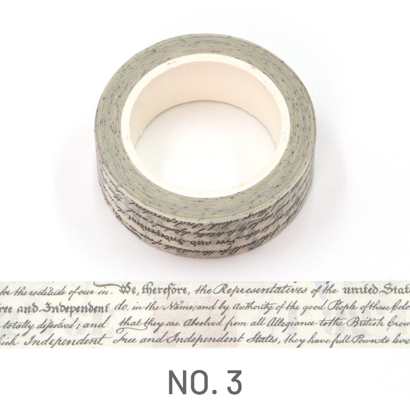 Manuscript-Vintage Washi Tape Set - Alphabet, Travel, Stamp, Newspaper, Manuscript, Texture