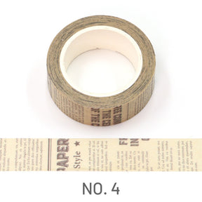 Newspaper-Vintage Washi Tape Set - Alphabet, Travel, Stamp, Newspaper, Manuscript, Texture
