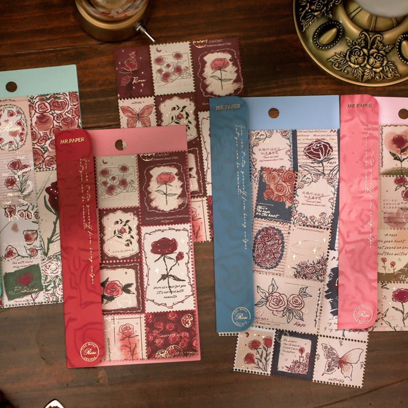 Vintage Hand Painted Rose DIY Sticker a2