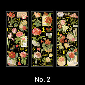 Vintage Hot Stamping Floral Plant Sticker sku-2