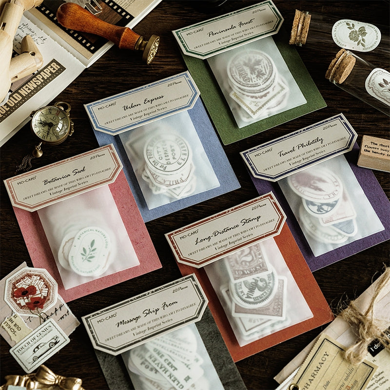  Vintage Imprinted Letterpress Botanical Stamp Label Stickers a