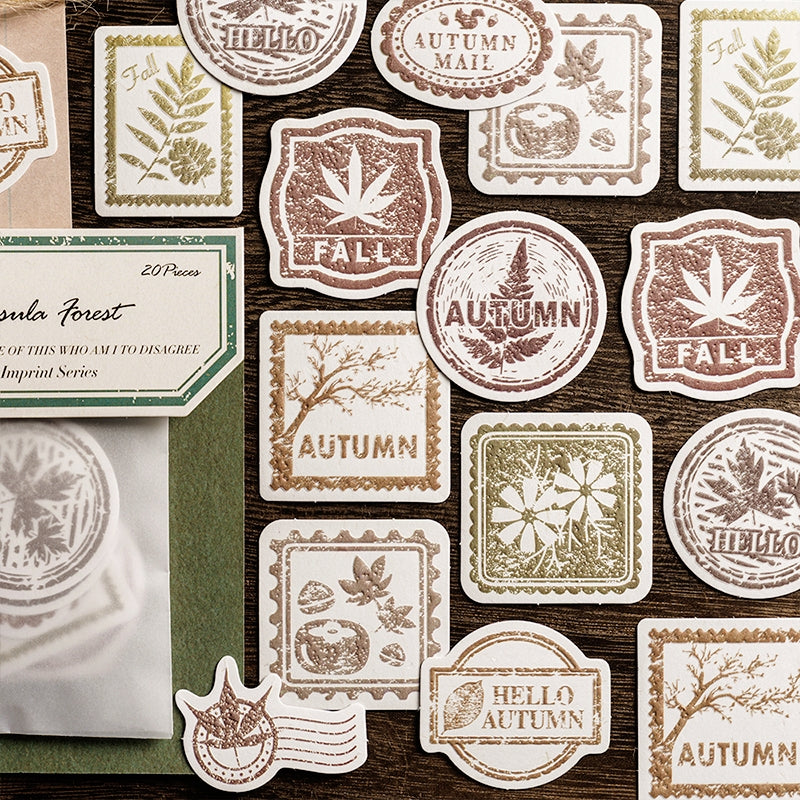  Vintage Imprinted Letterpress Botanical Stamp Label Stickers b1
