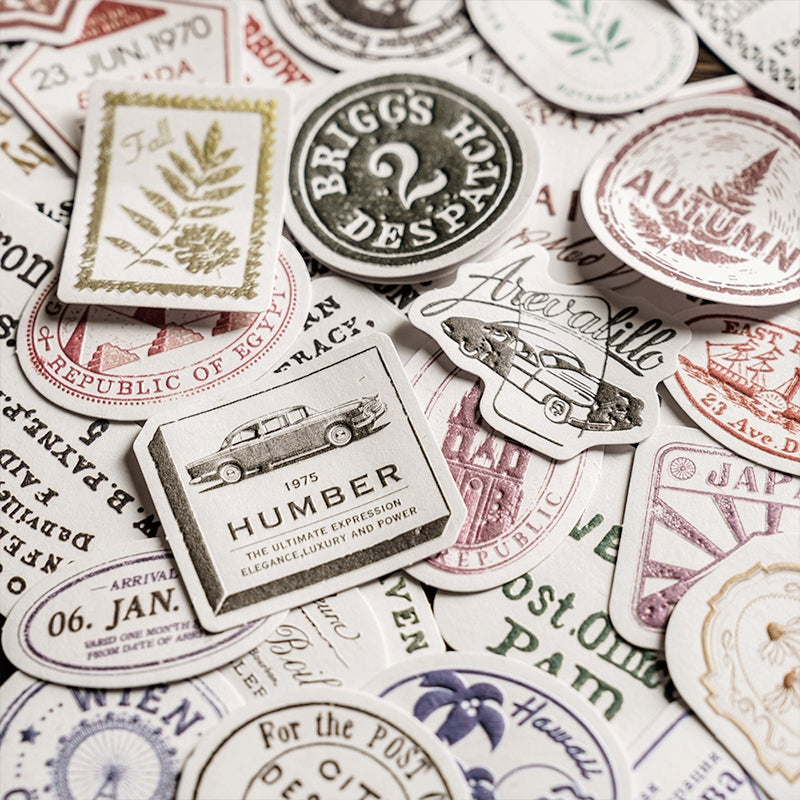  Vintage Imprinted Letterpress Botanical Stamp Label Stickers b3