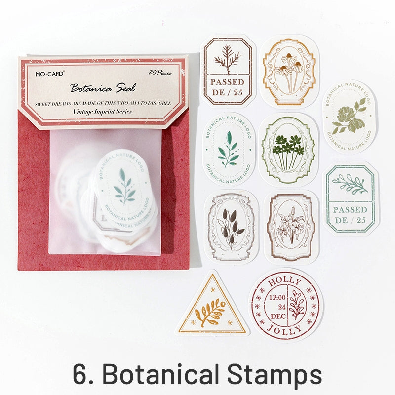 Embossed Sticker Pack - Retro Style DIY Stickers with Retro Stamps Motif -  20 Stickers