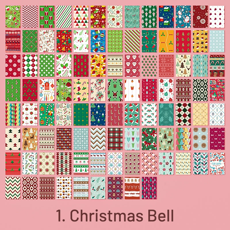 Vintage Mini Christmas Kraft Scrapbook Paper Book 100 PCS sku-1
