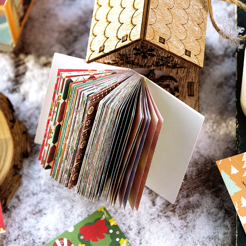 Vintage Mini Christmas Kraft Scrapbook Paper Book 100 PCSb3