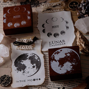 Vintage Moon Phase Wooden Rubber Stamp b2