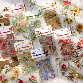 Flower and Plant PET Stickers - Mushroom, Herb, Tulip, Daisy