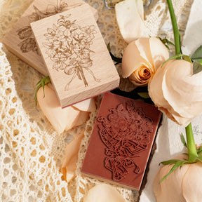 Vintage Romantic Bouquet Wooden Rubber Stamp c