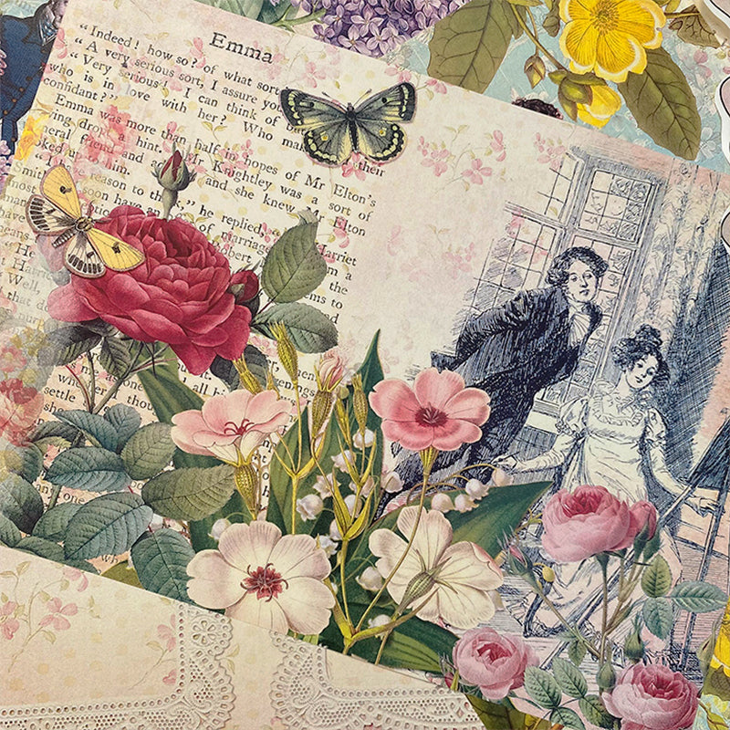 Vintage Rose Art Journal Background Scrapbook Paper c3