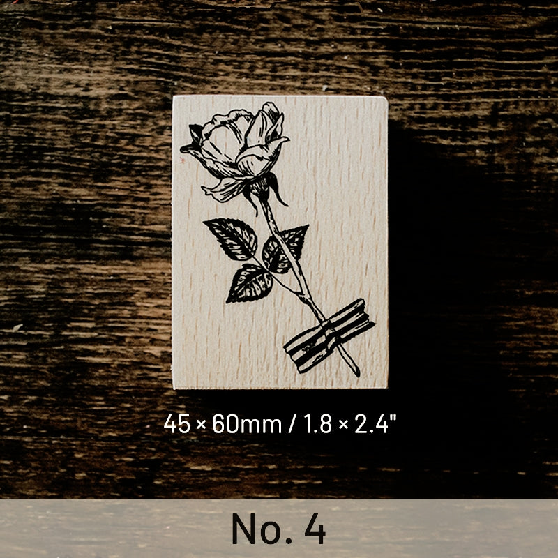 Vintage Rose Peach Blossom Bouquet Handmade Wooden Rubber Stamp sku-4