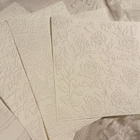 White Flower Relief Printing Junk Journal Paper a1
