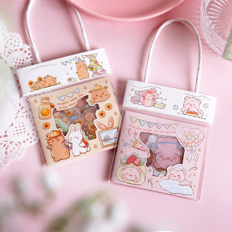Kawaii Pig Stickers - Journaling Stickers - Cute Pig Stickers [40 pc]