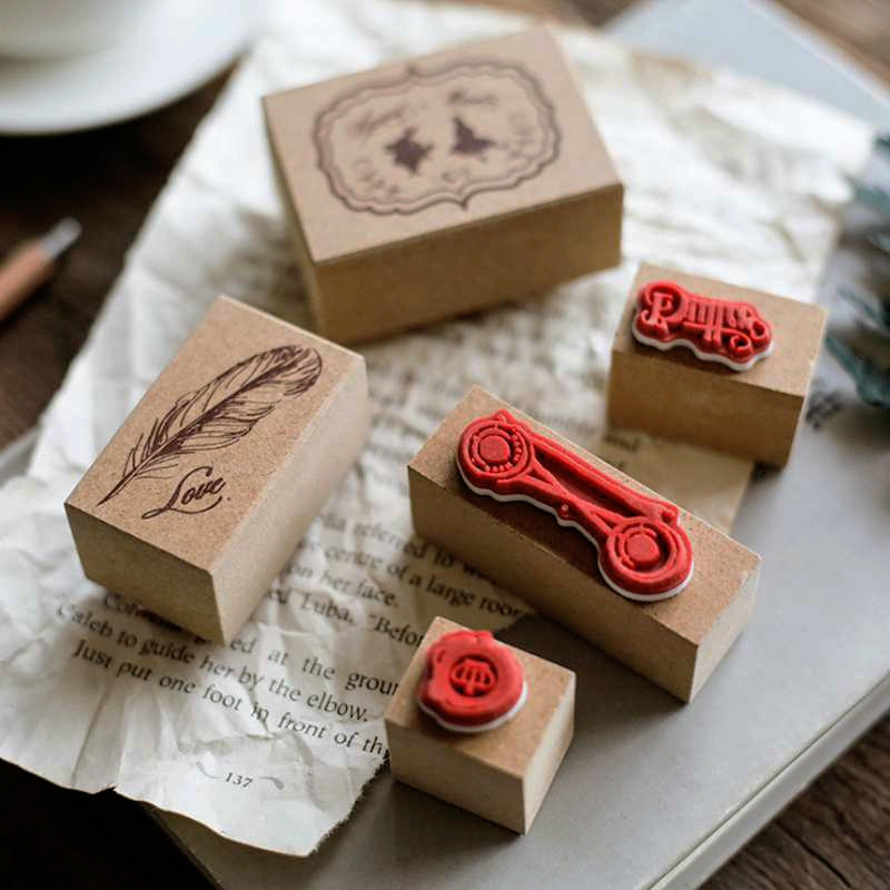 Wooden vintage travel rubber stamp 2