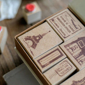 Wooden vintage travel rubber stamp 3