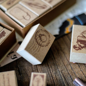 Wooden Vintage Travel Rubber Stamp c
